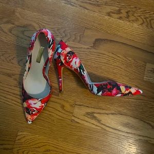 Red Floral Heels